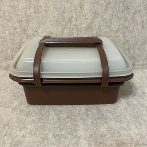 VTG New Tupperware Brown pack and carry Lunchbox Lid 1254 cups sandwich set